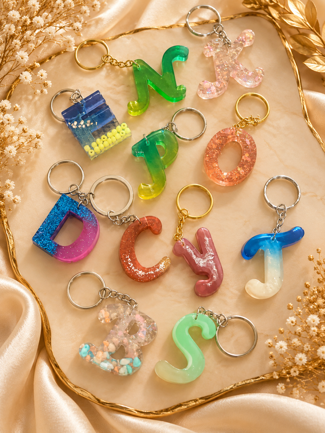 Resin Alphabet Keychain