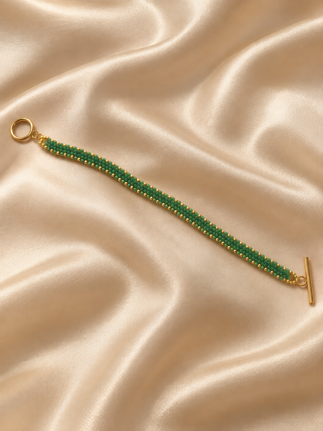 Brickstitch Bracelet Emerald Gold