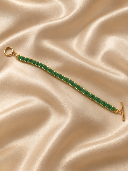 Brickstitch Bracelet Emerald Gold