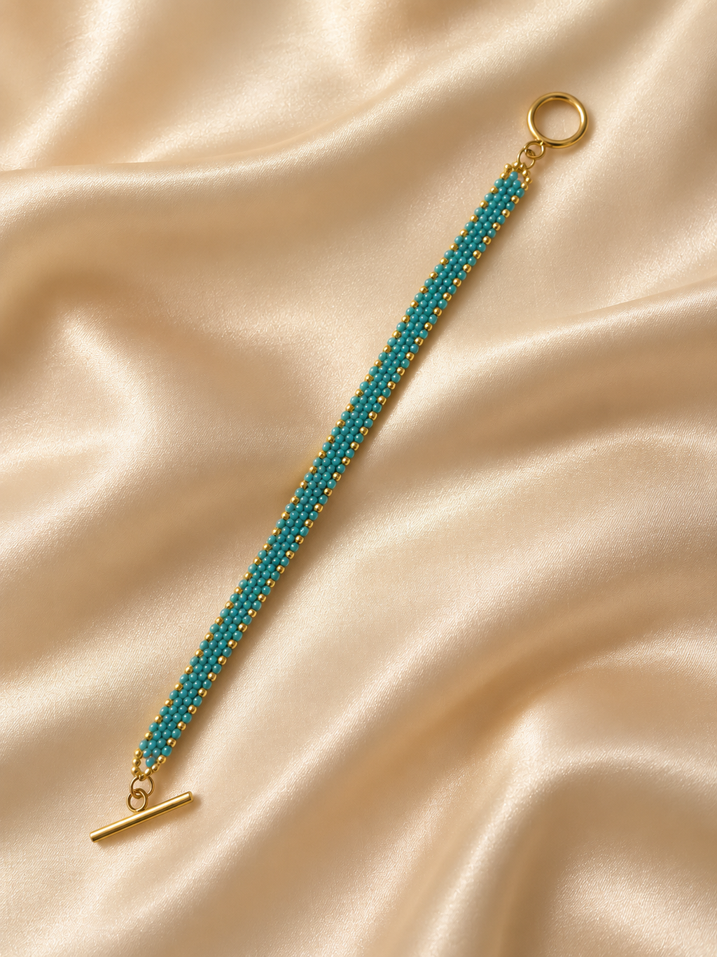 Brickstitch Bracelet Emerald Gold