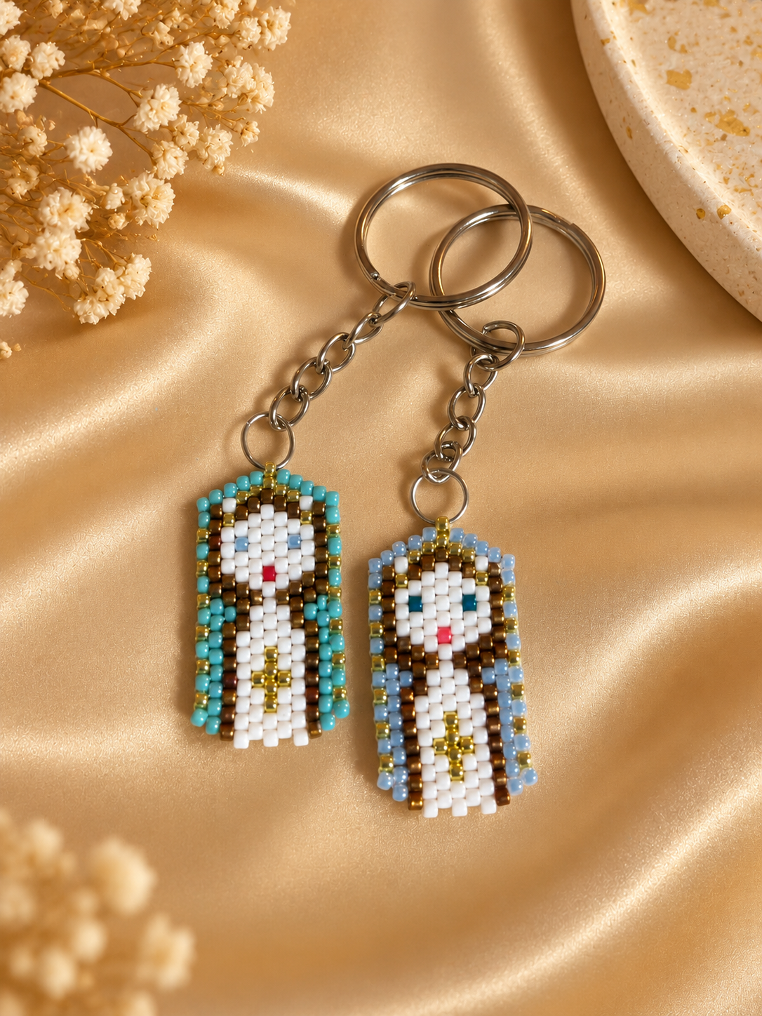Virgin Mary Grace Beaded Keychain