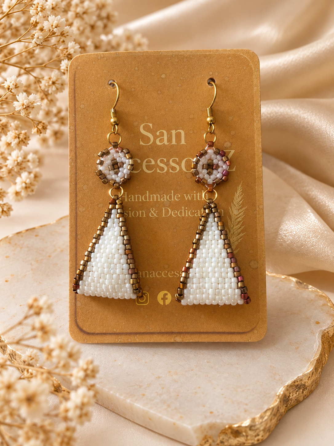 Pearl Triangle Earrings