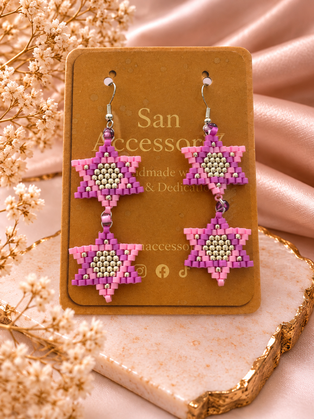 Pink Star Glow Earrings