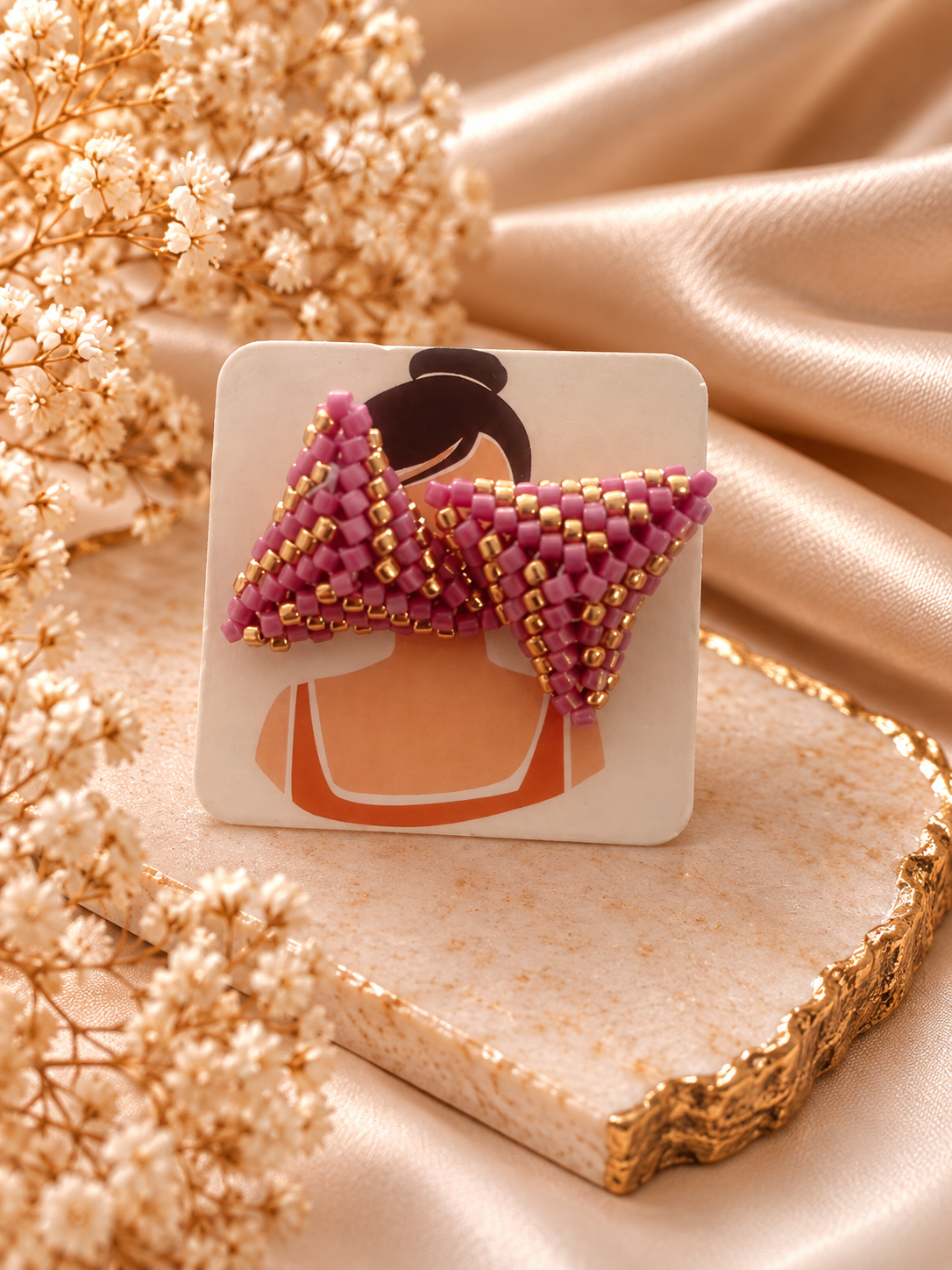 Pink & Gold 3D Earrings
