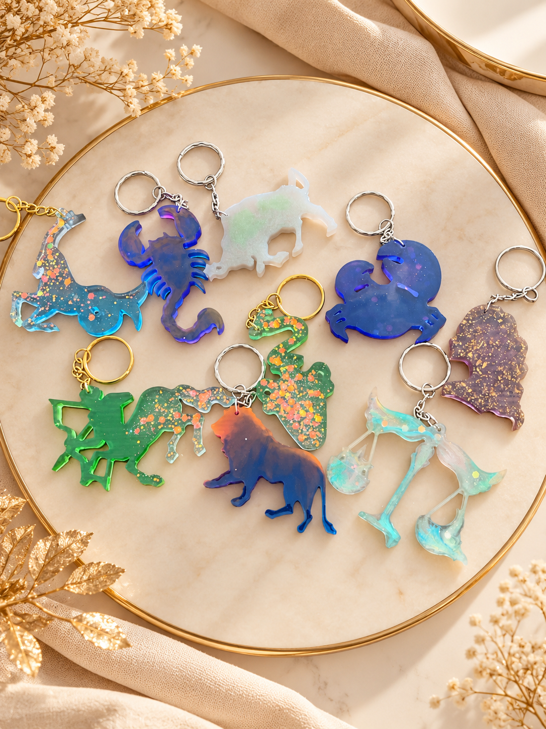 Zodiac Resin Keychains